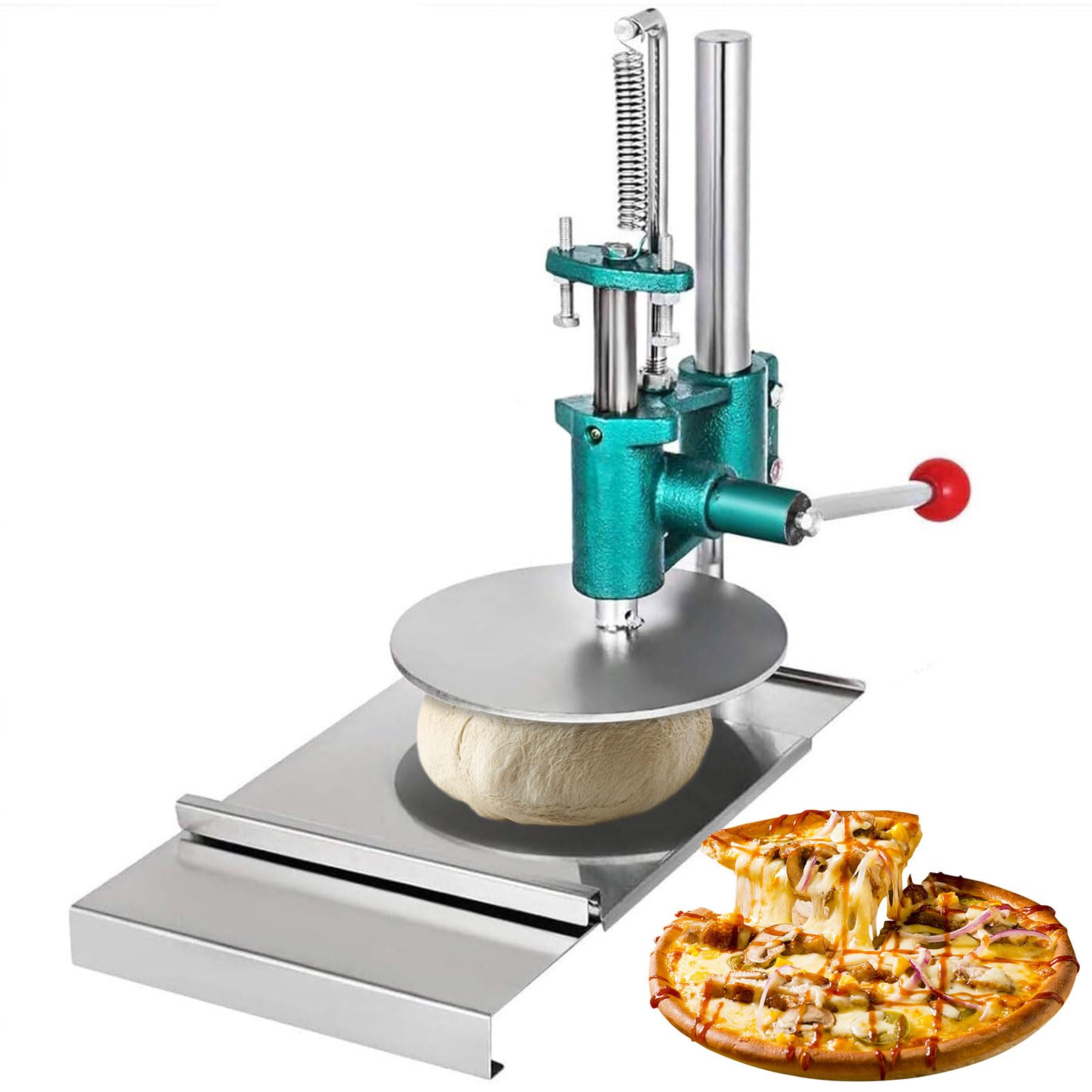 Macchina manuale della stampa della pasta della pizza con spessore regolabile e vassoio estraibile per uso commerciale o familiare