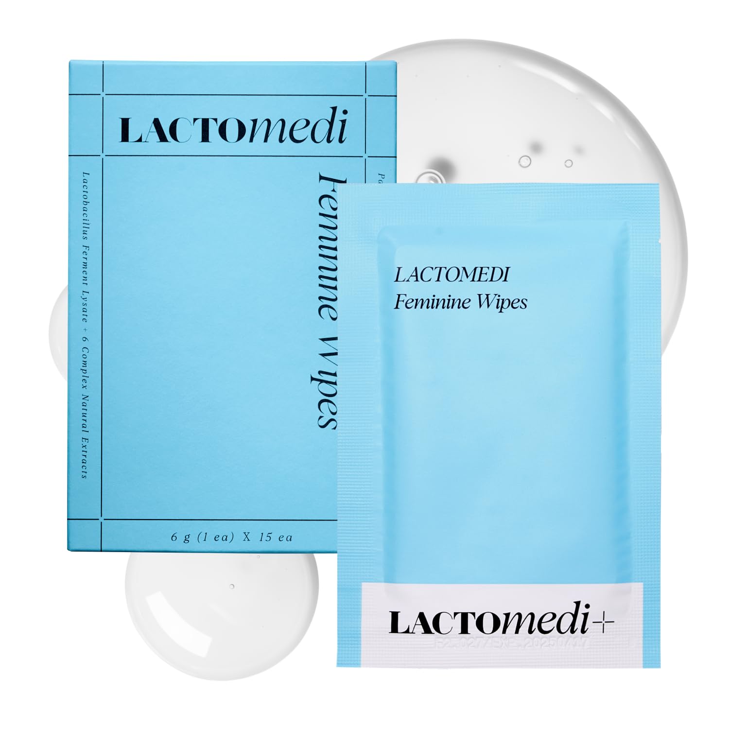 LACTOMEDI Feminine Wipes | Unscented Feminine Wipes | Individually Wrapped | pH-Balanced Feminine Wipes | Flushable Wipes for Sensitive Skin | 1Box x 15pcs