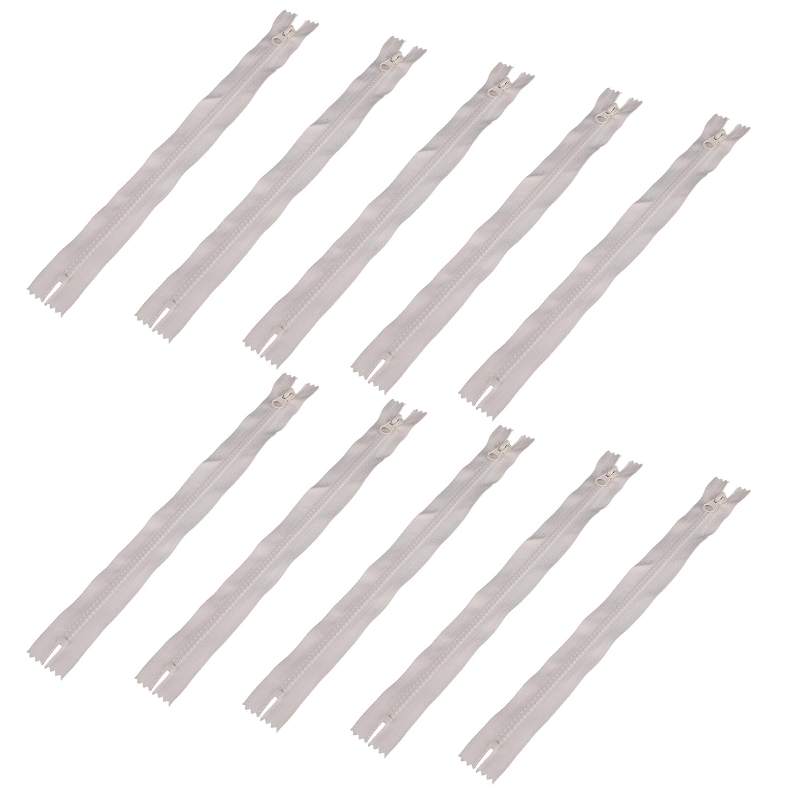 FGDTREE 10Lots White Resin Zippers with Durability Metal Puller Meter Garment Zipper Slider Bags Zips Pulls Repair Sewing Accessories Nylon Zipper Tape