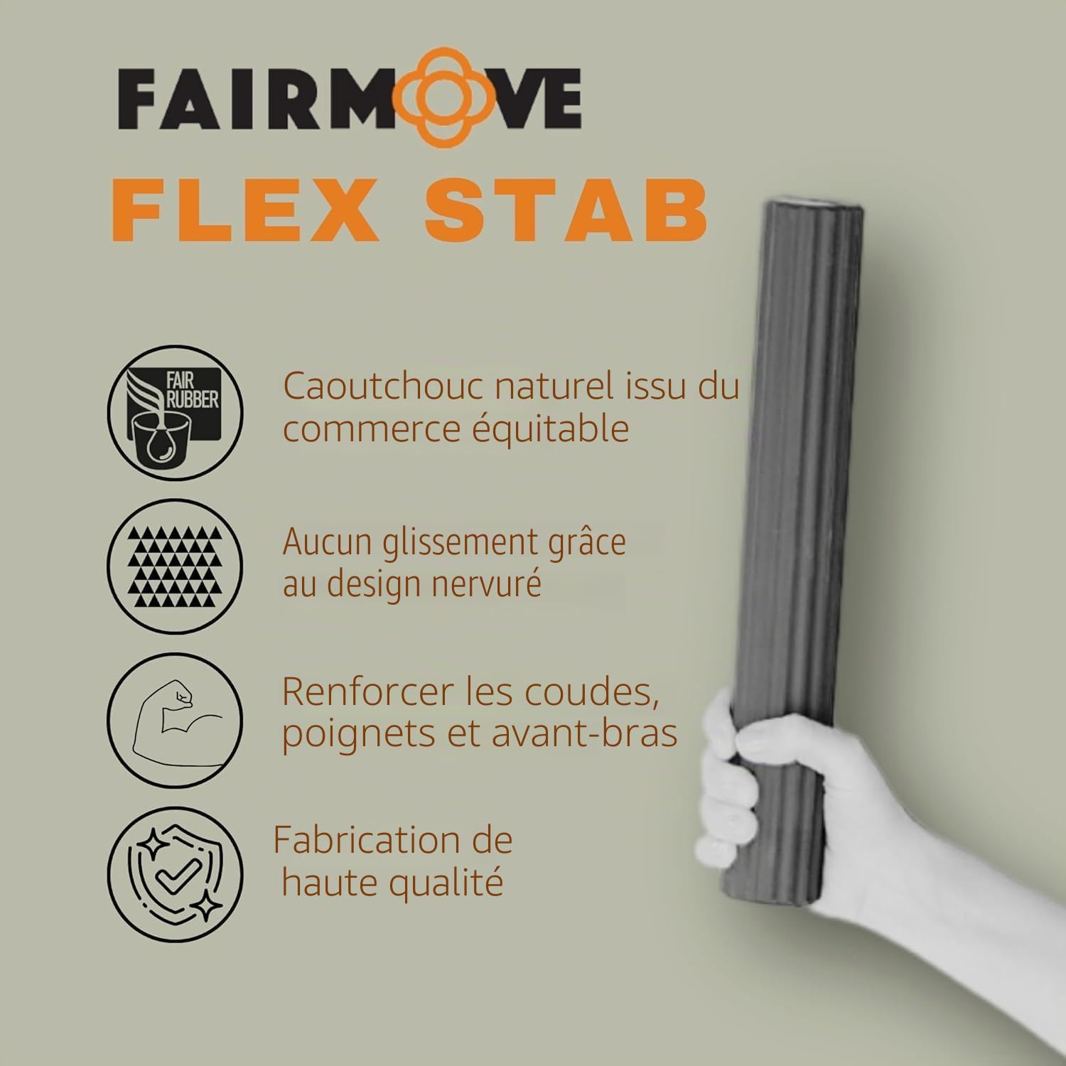 FAIR MOVE - Barre d'exercice flexible - Entraînement des mains et des doigts - Barre d'entraînement pour la physiothérapie, l'amélioration de la force de préhension et le renforcement des avant-bras -
