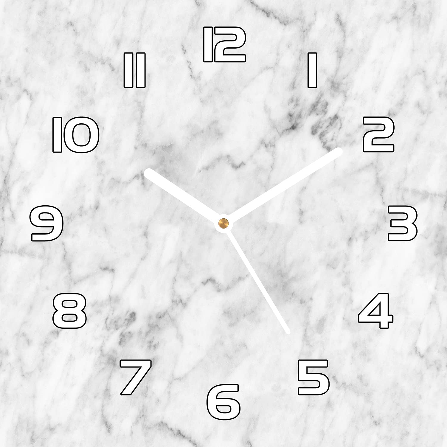 Horloge en verre 30x30 cm Coloray design résumé de marbre aiguilles noires