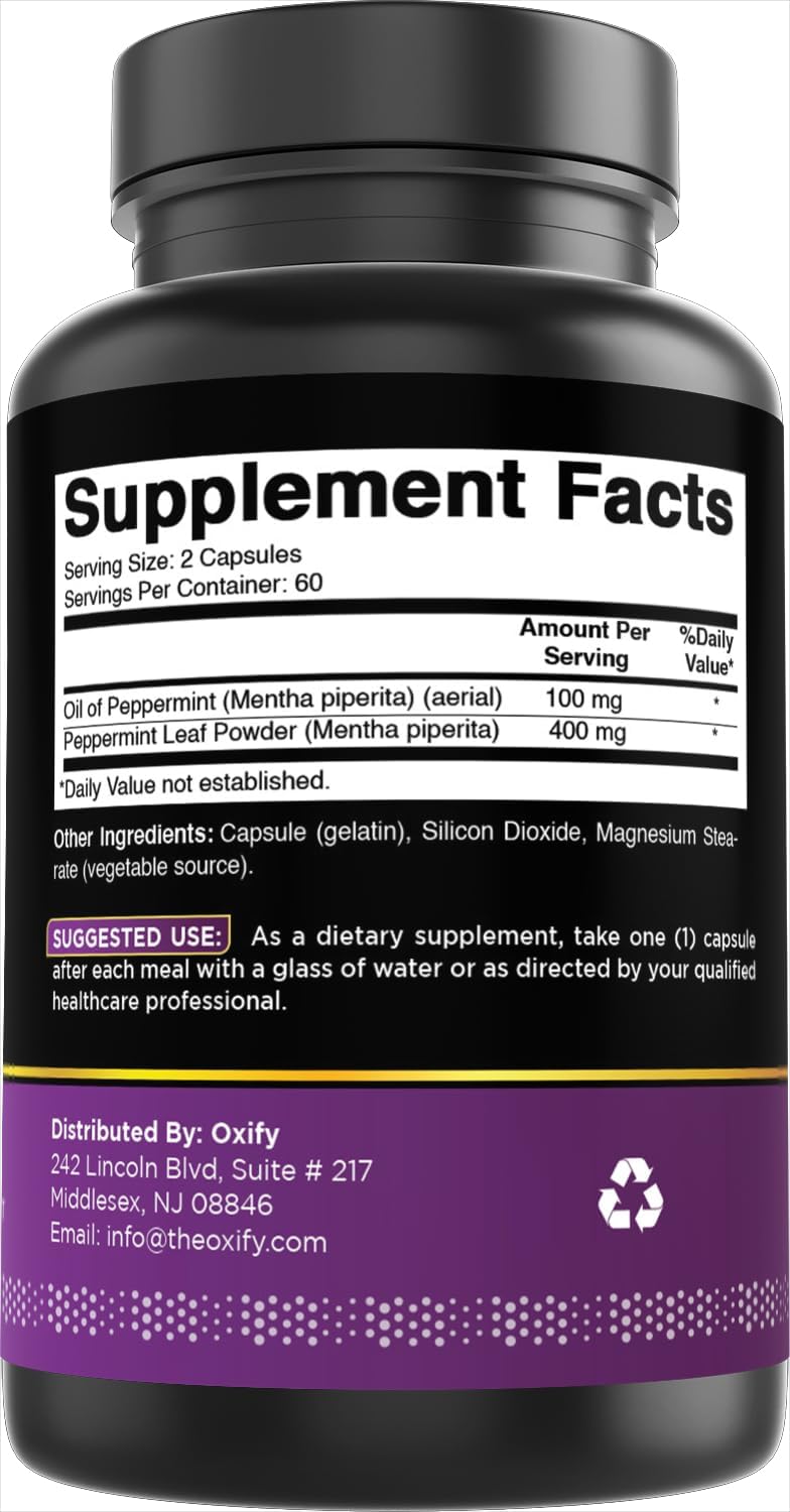 Oxify Peppermint Complex 500 mg | 120 Capsules | Gluten-Free, Non-GMO | Supplement Made in USA - Image 6