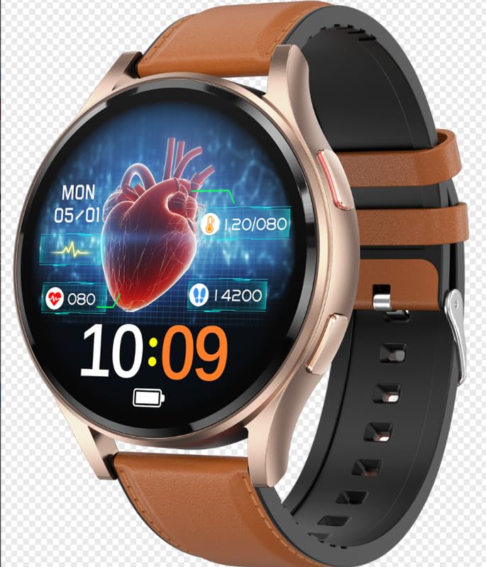 Smartwatch Reloj Inteligente Hombre con ECG： 1.43' AMOLED Pantalla Táctil Deportivo Smart Watch con Llamadas Bluetooth IP68 Impermeable Frecuencia Cardíaca Presión Arterial SPO2 Sueño para iOS Android