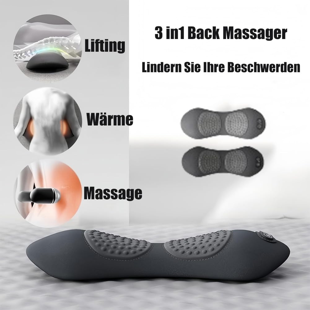 3-Zonen- Tiefenmassagegerät,3 zonen tiefenmassagegerät,Triple Fusion Back Massager with Traction Lifting,Vibration Massage and Hot Compress for Waist(Akku-A)
