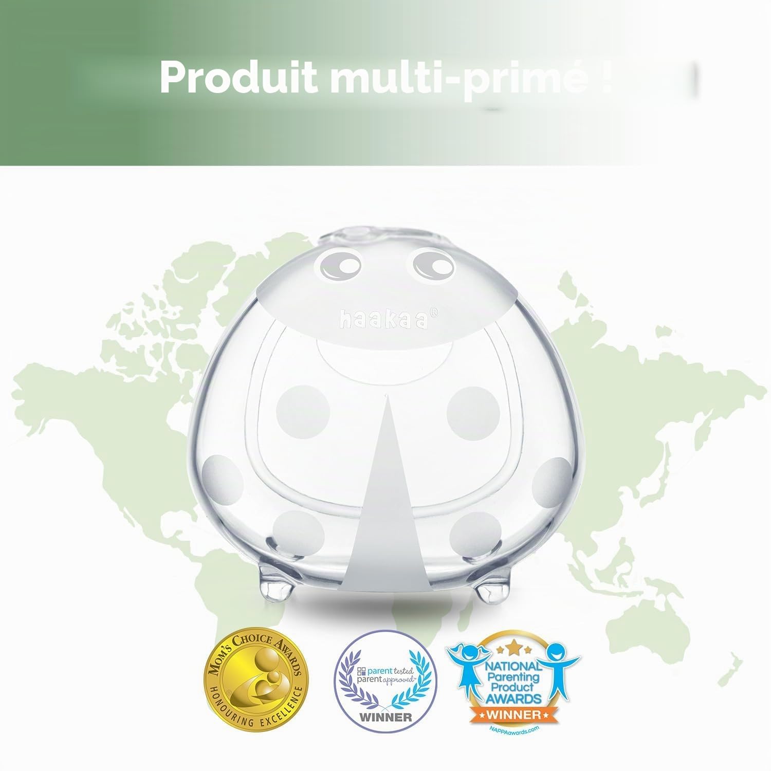 haakaa Collecteur de Lait Maternel Ladybug, Économiseur de Lait Maternel, Coquille d’Allaitement, Récolteur de Fuites de Lait, Doux pour la Peau et Facile à Utiliser (75ml, 1 unité)