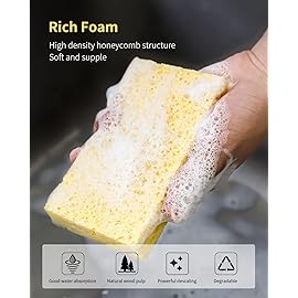 ARCLIBER Cellulose Sponges, Heavy Duty Scrub Kitchen Sponge, Clean Tough Messes Without Scratching, Pop Up Eco Sponges DIY Green (6 Pack), TBWS-10006-Gr