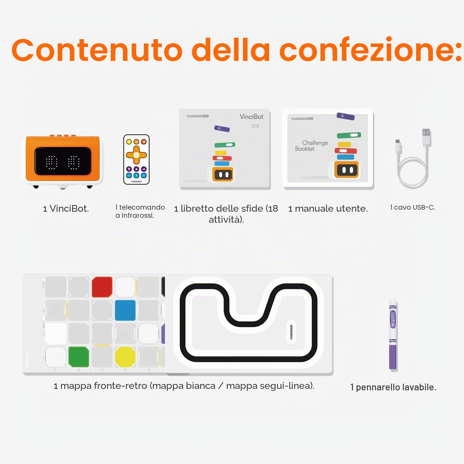 VinciBot - Robot programmabile per bambini 8-12 anni, kit Scratch & Python, programmazione elettronica, robot educativo STEM