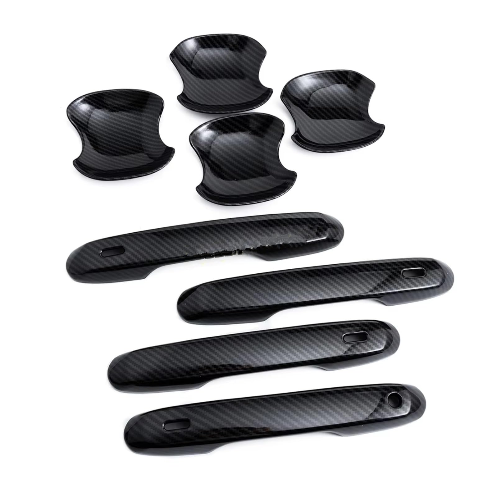 Qdzvalumv Carbon Fibe Car Door Handles Cover Shell Compatible With Toyota For Grand For Highlander 2024 2025 Car Exterior Door Handle Cover Trim Bowl Cup Protector Styling Set(Carbon Fibe)