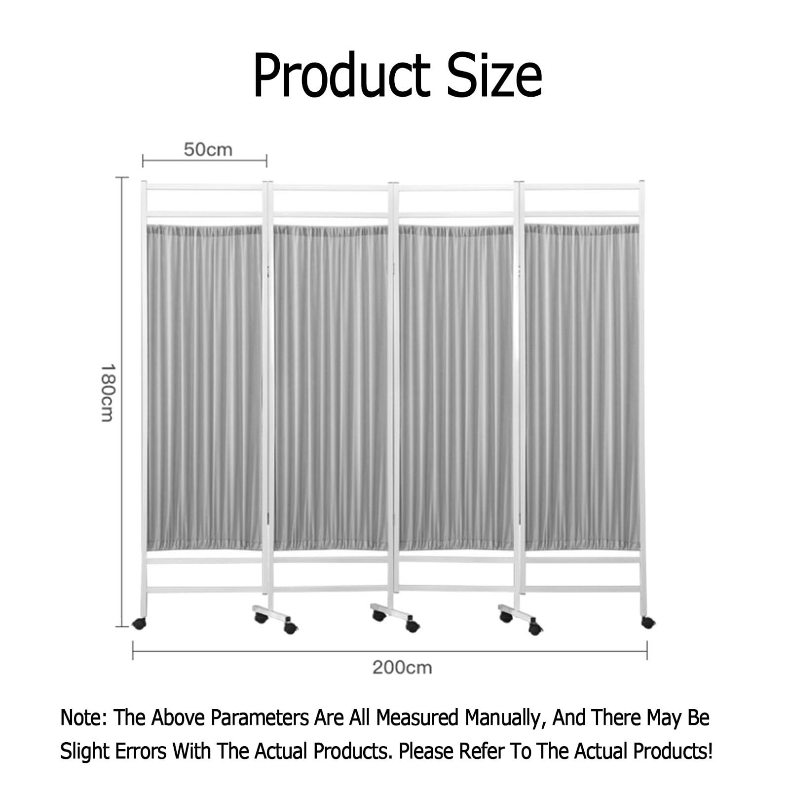 6 Panels Medical Privacy Screen,6ft High Room Divider with Wheels,Folding Room Freestanding Wall,Beauty Salon/Office/Hospital Temporary Partition(Blue,4-Panel)