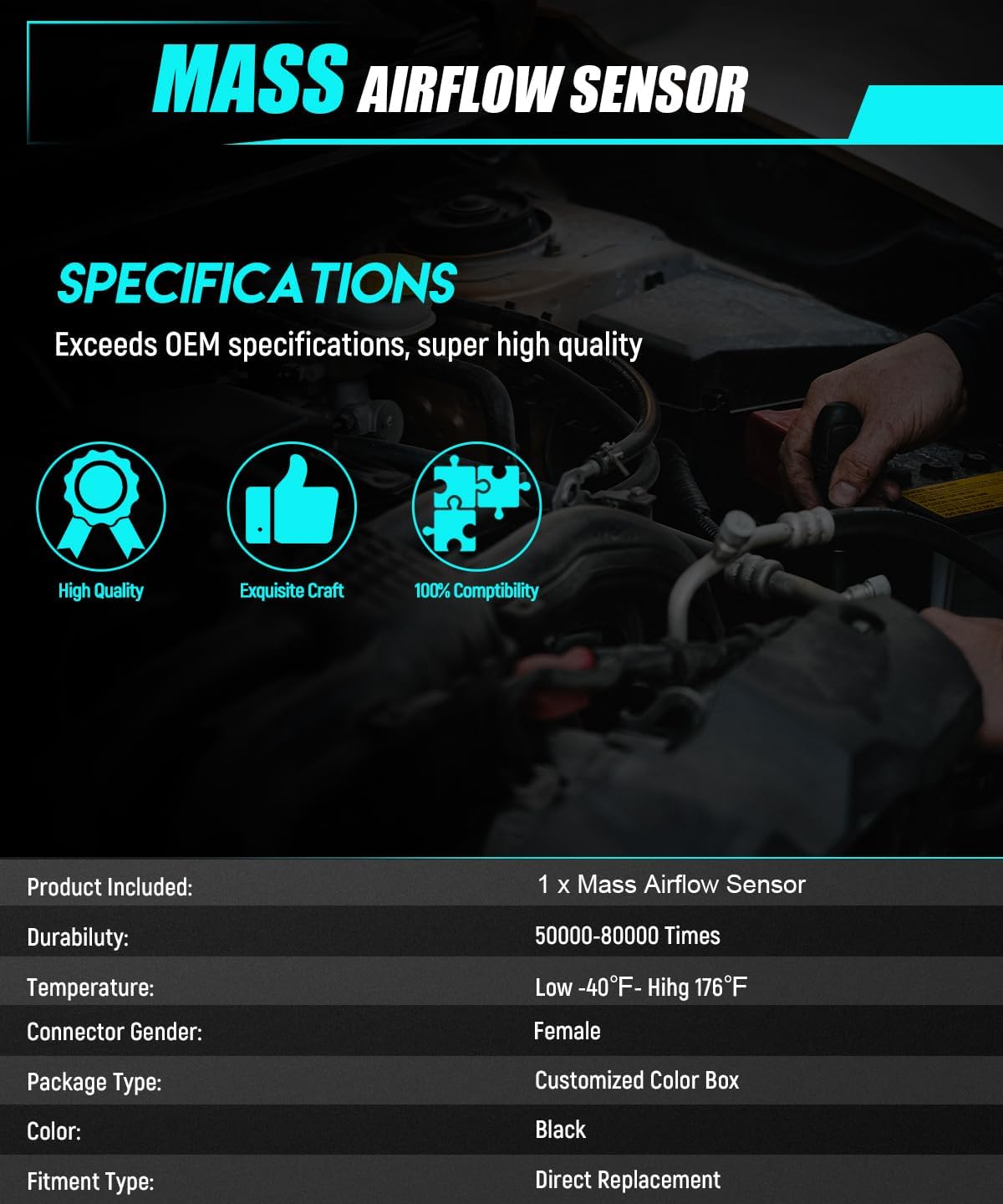 Mass Airflow Sensor Mass Air Sensor for:-Ford Expedition 2003 2004 for:-Lincoln Navigator 2003 2004 Maf Automotive Replacement Mass Air Flow Sensors Sensor Maf OE# 3L7Z12B579AA, 3L7Z12B579AARM