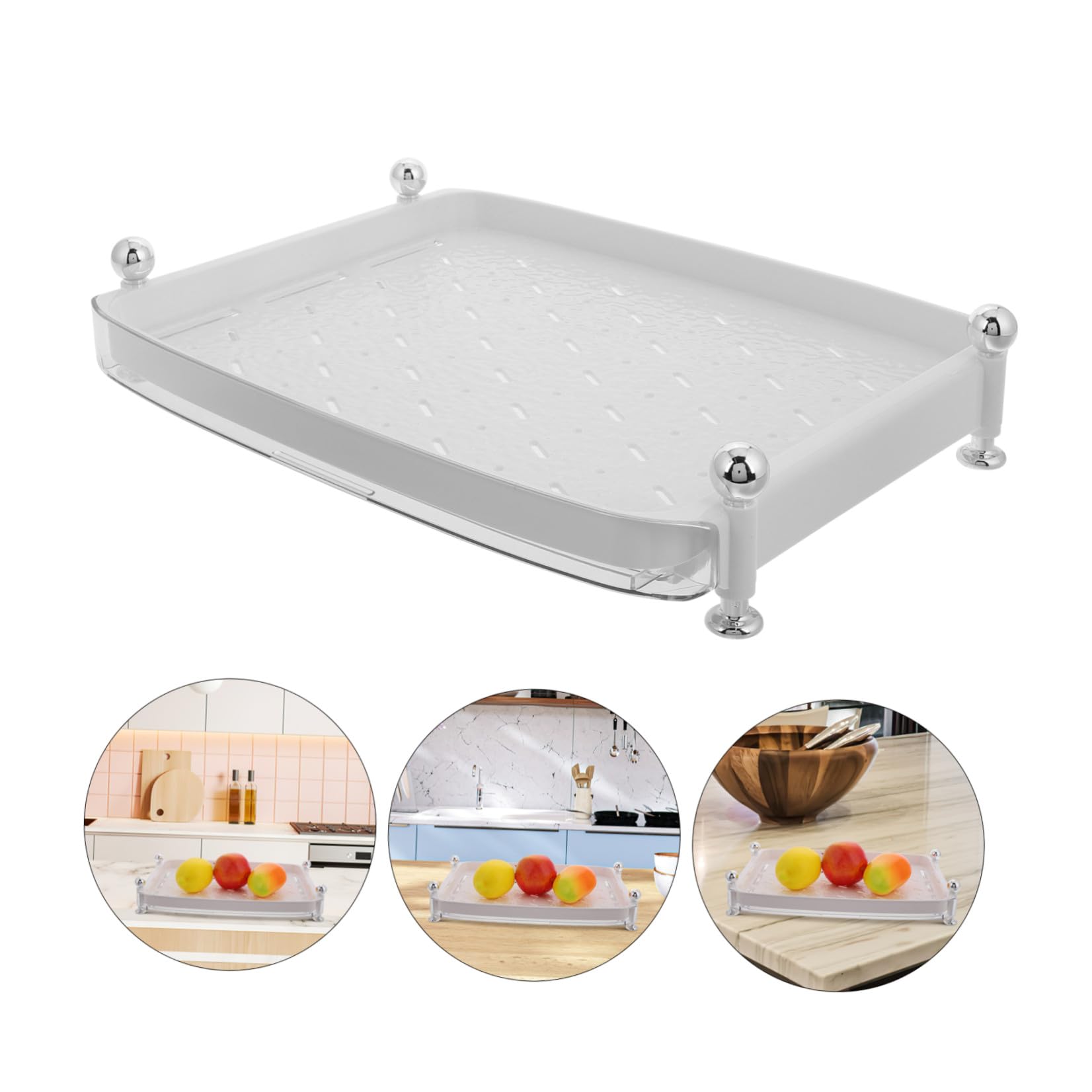 CANIGHT Scaffale Asciuga Bicchieri in Plastico Bianco, Supporto Versatile per Bottiglie e Tazze con Vassoio Rimovibile, per Casa e Ufficio Minimalista