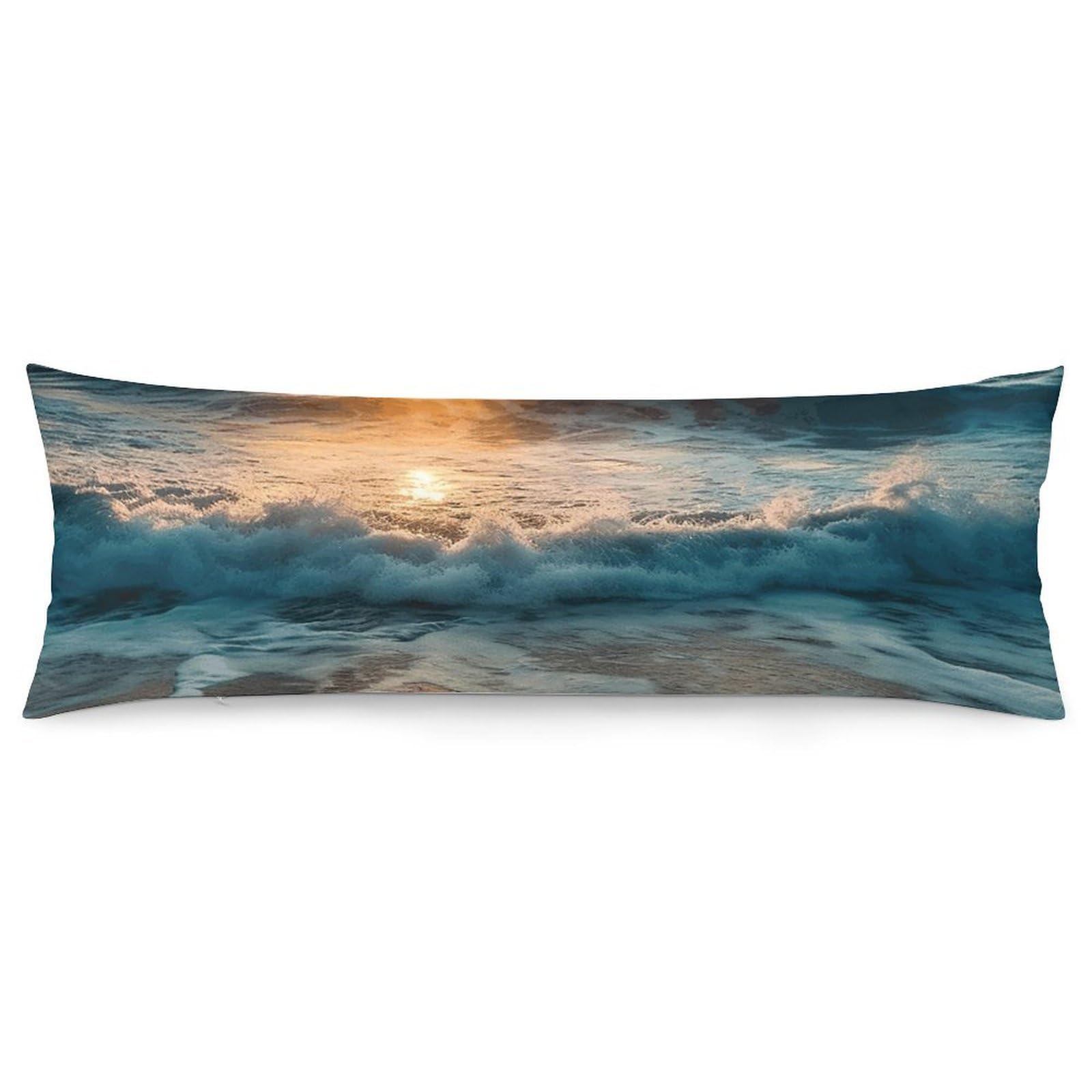 2 Pack Pillow Cases for Hair and Skin, Soft Breathable Pillow Case Covers with Hidden Zipper, Ocean Sunrise Pillowcase 20"x54" Pillow Covers for Sleeping Gift