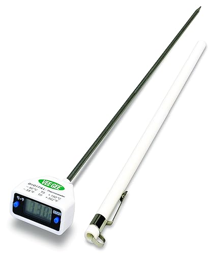 Termómetro digital de vástago largo de alta precisión, cabezal giratorio de 180 con pantalla LCD, sonda de acero inoxidable de 12 pulgadas, doble