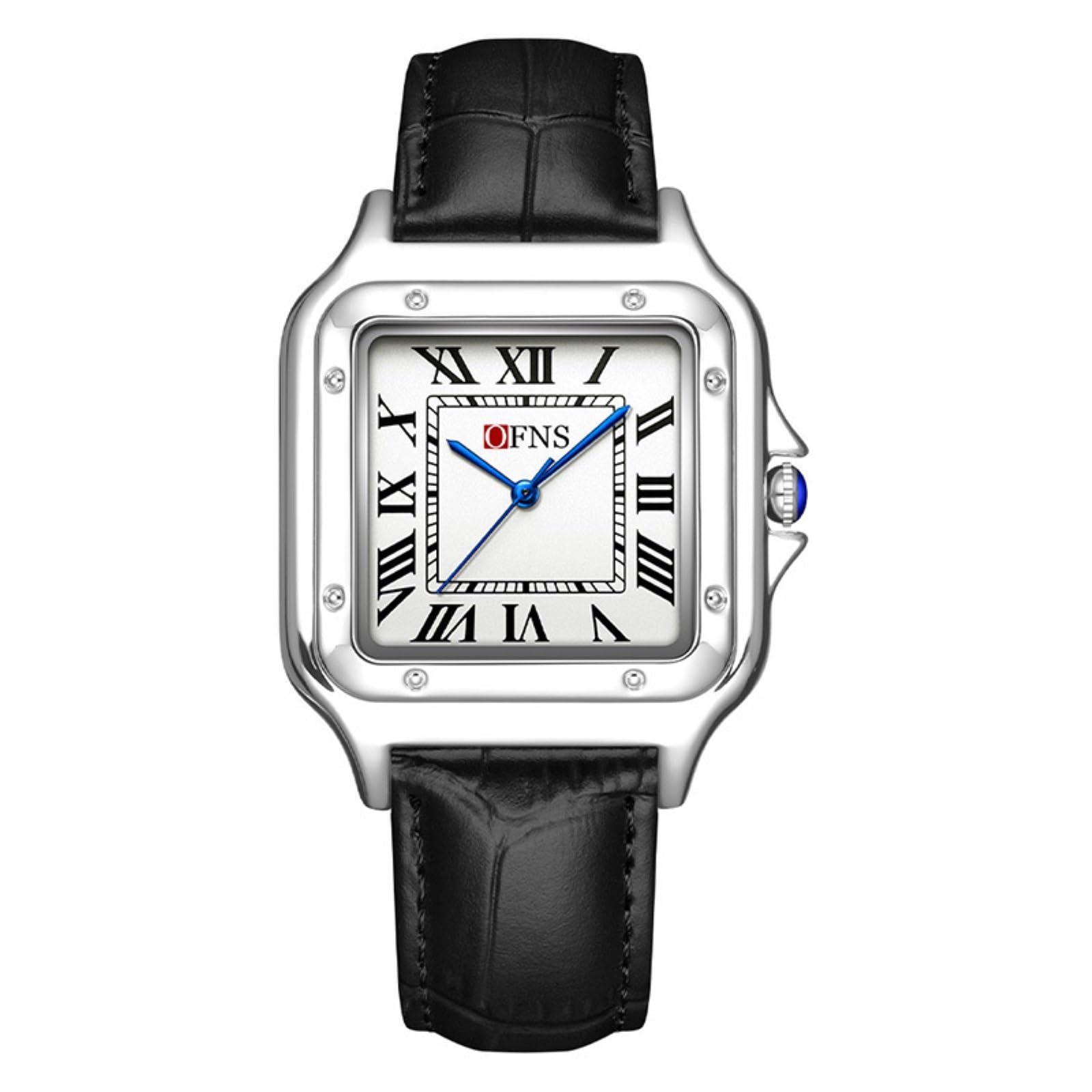 Montre carrée classique à quartz analogique facile à lire pour femme avec bracelet d'extension en acier inoxydable, cadran romain pour homme et femme