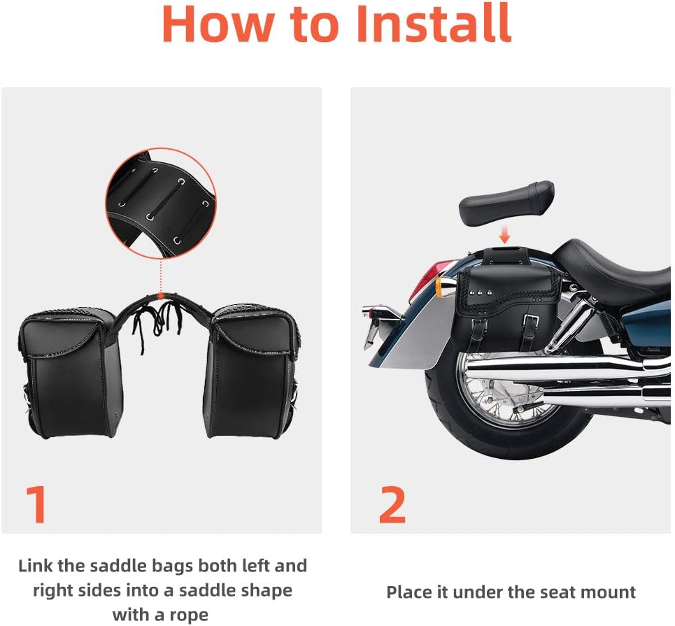 Motorcycle Saddlebags, Synthetic Leather Side Bags for Sportster Softail Dyna V-star Shadow : Automotive