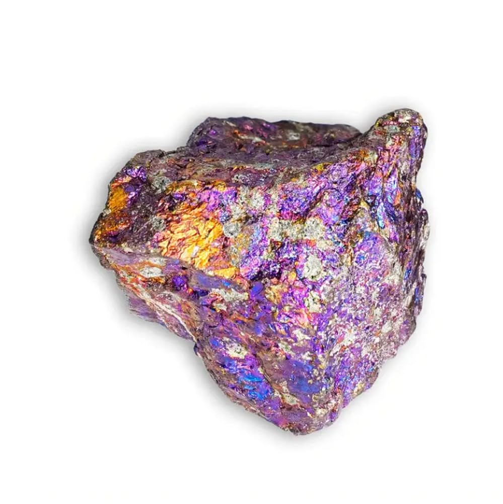 BJXKHFPIV Raw Chalcopyrite Crystals, Colorful Rough Bornite Crystal Rock Stone, Crystals for Tumbling, Cabbing, Fountain, Decoration,Polishing,100~200g