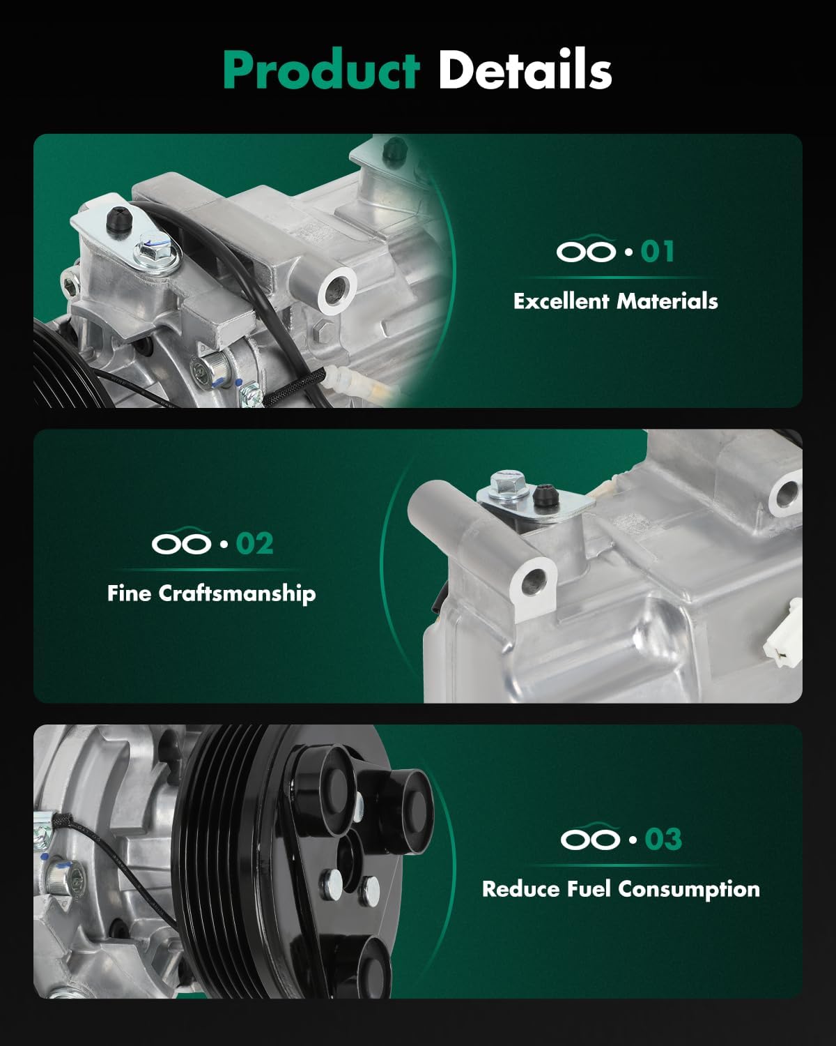 SCITOO AC Compressor Fit for Mazda 3 2.0L 2.3L 2004 2005 2006 2007 2008 2009, Air Conditioning Compressor for Mazda 5 2.3L 2006 2007 2008 2009 2010, OE 58463