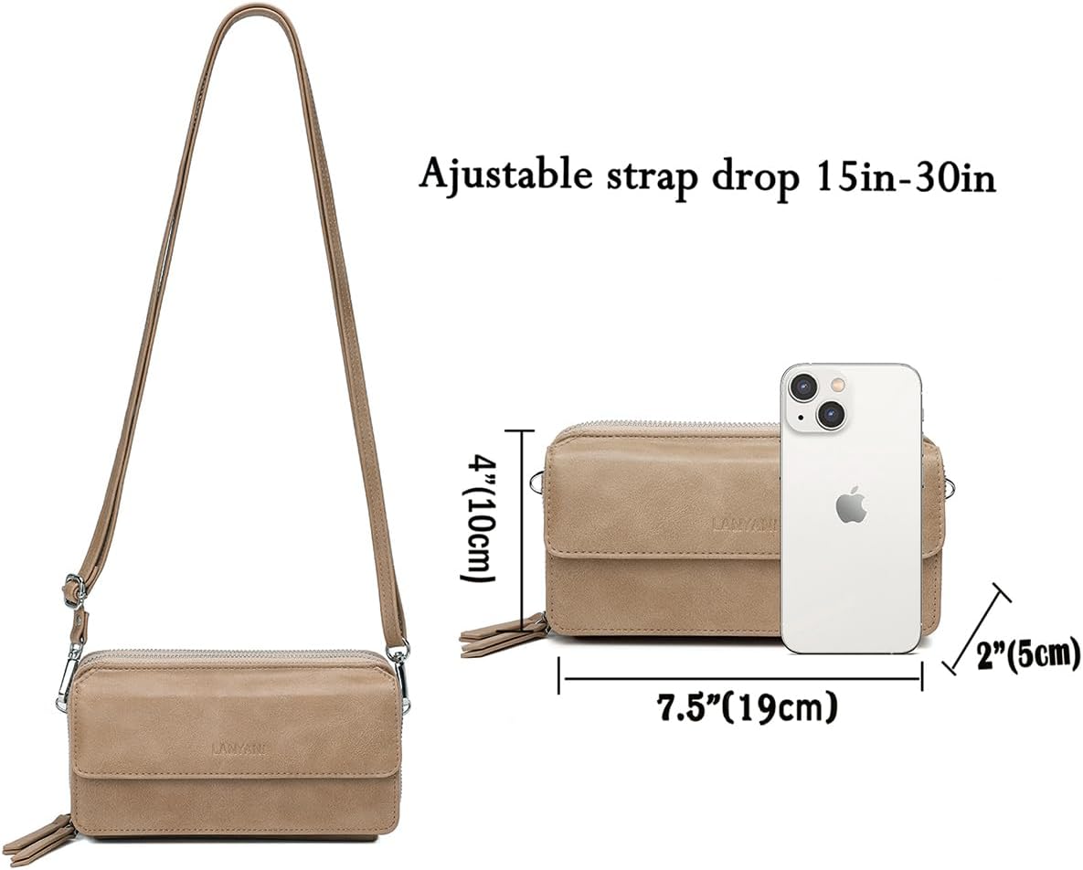Lanyani RFID Crossbody Wallet Wristlet Purse with Phone Pocket For Women Vegan Leather - Image 7