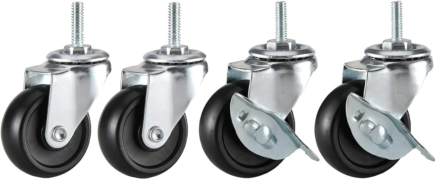 Wire Shelf Caster Wheels - Set of 4 Wire Shelving Shelf Casters for 0.75" Post Shelvings,Unit Rack Wheel,Shelves Wheels for 3/4 Inches Post,Metal Shelves Wheels,Metal Rack Castors