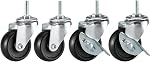 2 inch,Casters Set of 4,Caster Wheels 1/4,5/16,3/8 inch Threaded Stem,Wheels for Wire Shelving Racks,Leveling Casters,Replacement Wheels for Rolling Cart,Cart Wheels,Shelf Wheels,Wheels for Cart