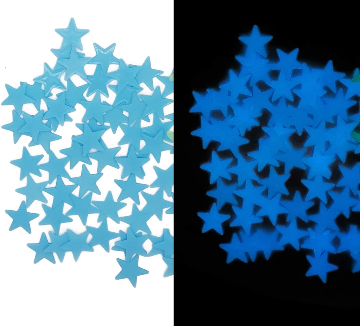 Stickonn Blue Colour Fluorescent Glow in The Dark Star Wall Sticker(50 Stars,Size: 3.5 x3.5 cm)