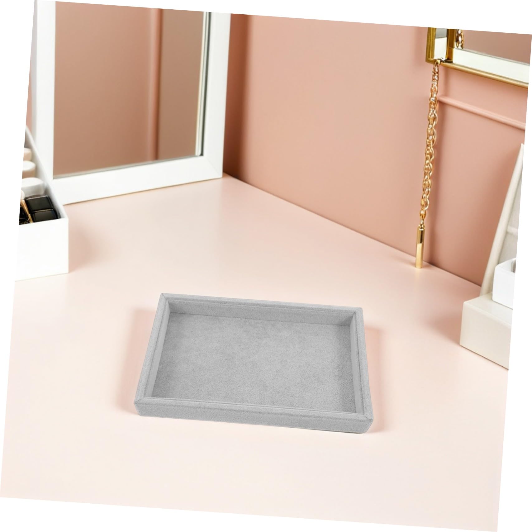 Bandeja Organizadora de Anillos y Collares de Terciopelo Apilable, Protección Suave y Optimización de Espacio para Colecciones Personales, Paquete de 2 Piezas