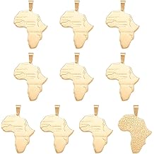Mega Pet 10pcs Stainless Steel Africa Map Pendants Charms Golden Large Hole Jewelry Charms DIY Accessories for Bracelets Necklaces Jewerly Making