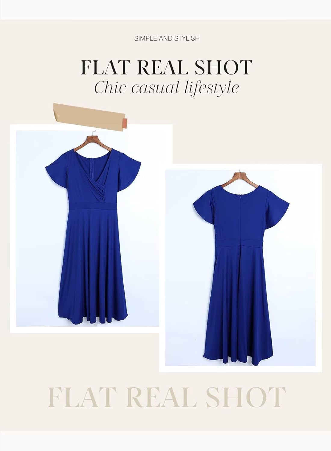 Dokotoo Women's V Neck Elegant Party Dress Short Sleeve Skater Dress Wedding Guest Dresses - Image 4