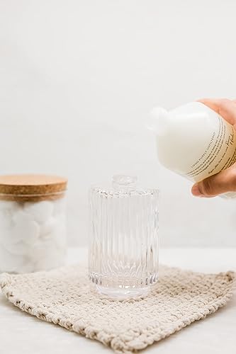 Miniatura 3 de Rail19 Parisian - Dispensador de jabón de vidrio estriado transparente, loción recargable y jabón de manos para cocina y baño, 10 onzas (dorado)