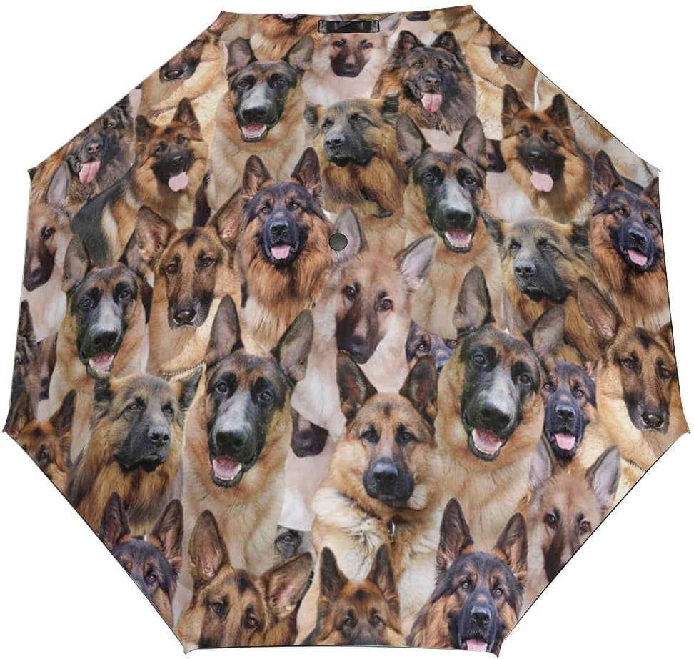 Funny German Shepherd Umbrella, Cute German Shepherd Dog Umbrellas for Outdoor Sun & Rain, Anti-UV Umbrella Gift for German Shepherd Dog Lover Pet Mom Owner