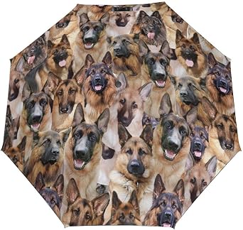 Funny German Shepherd Umbrella, Cute German Shepherd Dog Umbrellas for Outdoor Sun & Rain, Anti-UV Umbrella Gift for German Shepherd Dog Lover Pet Mom Owner