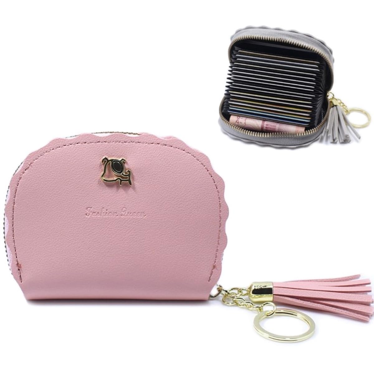 PU Leather Women's Credit Debit Card Holder Money Wallet Purse Clutch (20 Slots Light Pink)-image-13