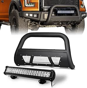 Matte Black Aluminum LED Bull Bar For 2019-2021 Chevy Silverado & GMC Sierra 1500/2022 LTD - Off-Road Front Bumper Guard With Built-In Light Bar