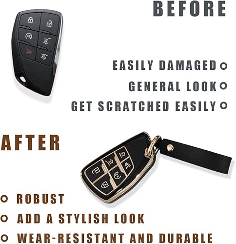 Miniatura 10 de Muslogy Funda para llavero Yukon Tahoe Suburban 2021-2023 6 botones material de TPU funda protectora compatible con Suburban Tahoe Yukon 2021 2022