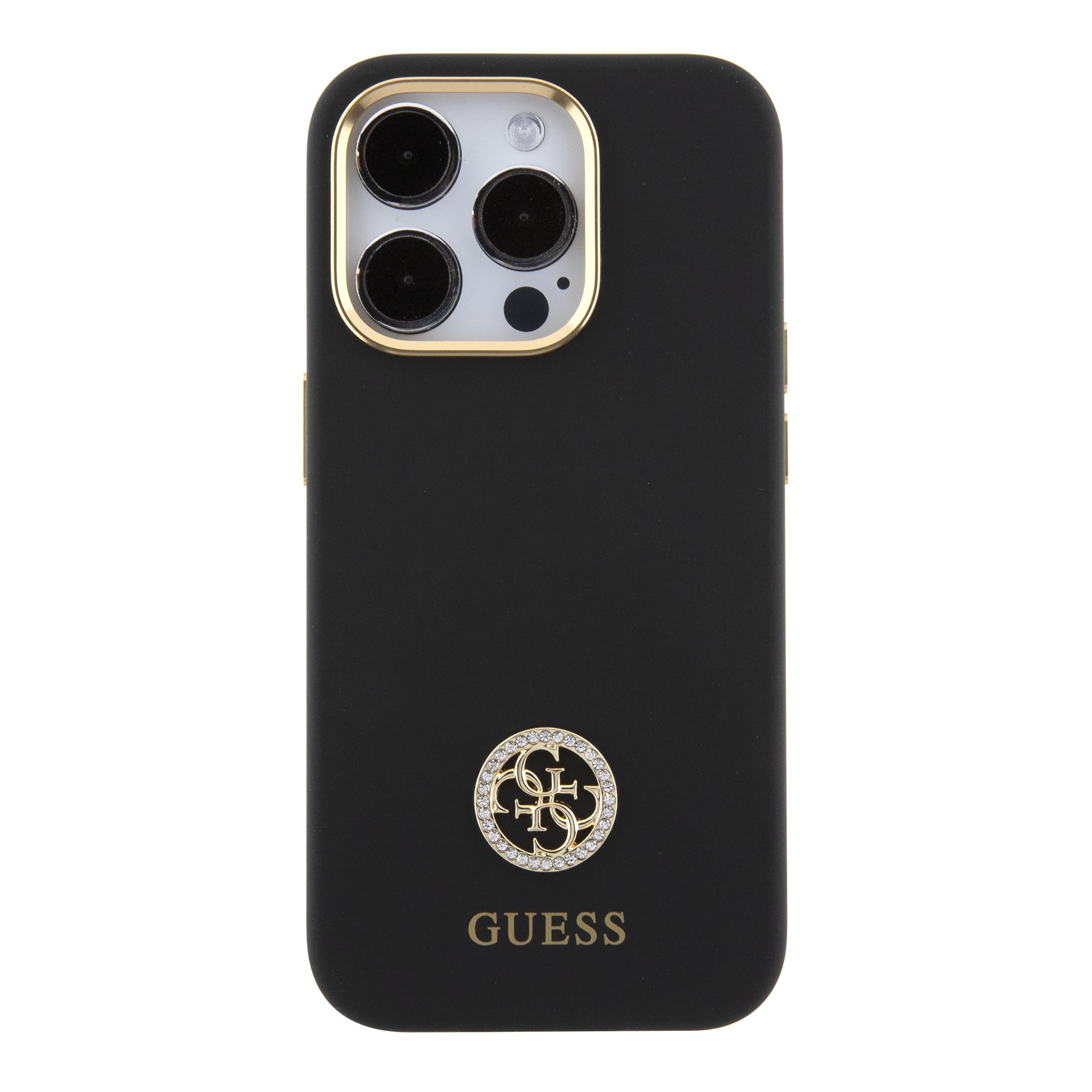 CG MOBILE Guess - Custodia per iPhone 15 Pro Max, in silicone, con logo 4G, antigraffio, resistente alle cadute, antiurto, protezione completa e sottile, colore nero