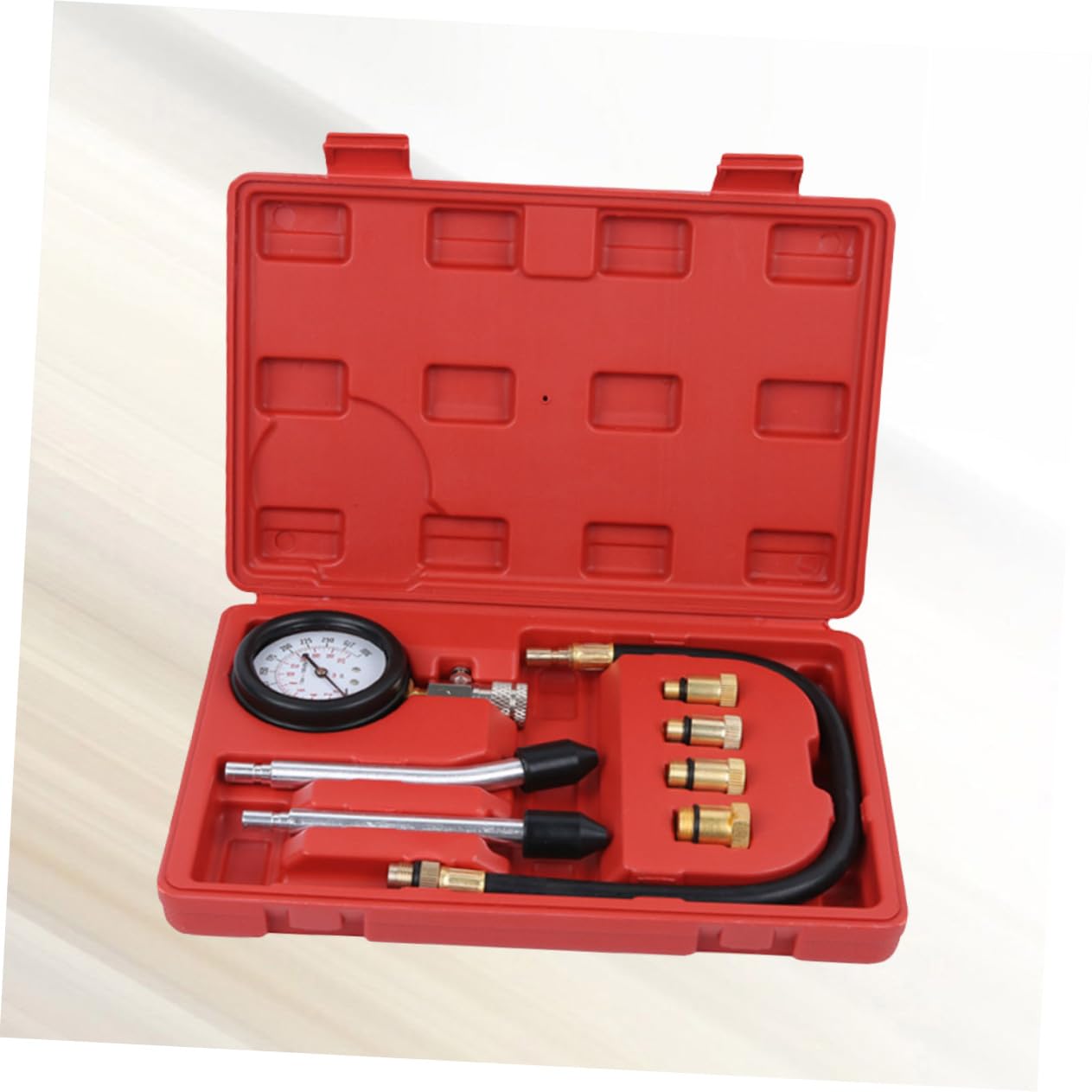 Compression Tester Multifunzione per Auto e Moto, Set 1 Pezzo | Metallo, Attacco Rapido, Valigetta Sagomata Cono in Gomma, Diagnostica in Garage per Motori a Benzina