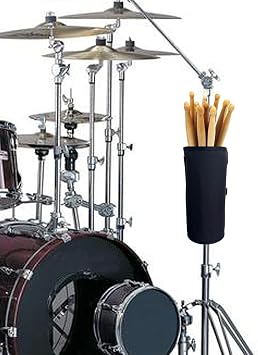 Drumstick Holder Drum Sticks Nylon Holder High-Capacity Bag for Drumsticks Brushes Mallets with Two Hook & Loop Straps Attach to Drum Kit & Music Stand