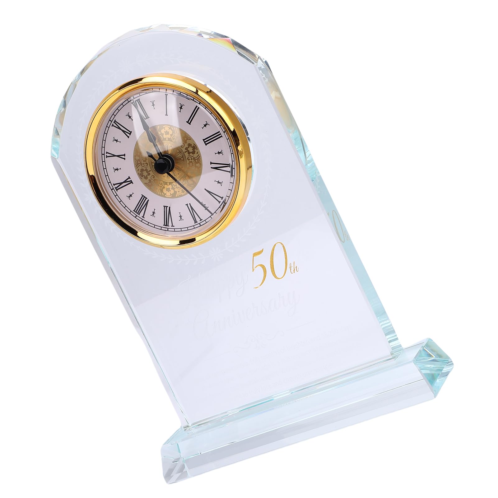 Reloj de cristal moderno grabado en 3D, reloj de mesa decorativo para aniversario, boda, cumpleaños, decoración del hogar y la oficina