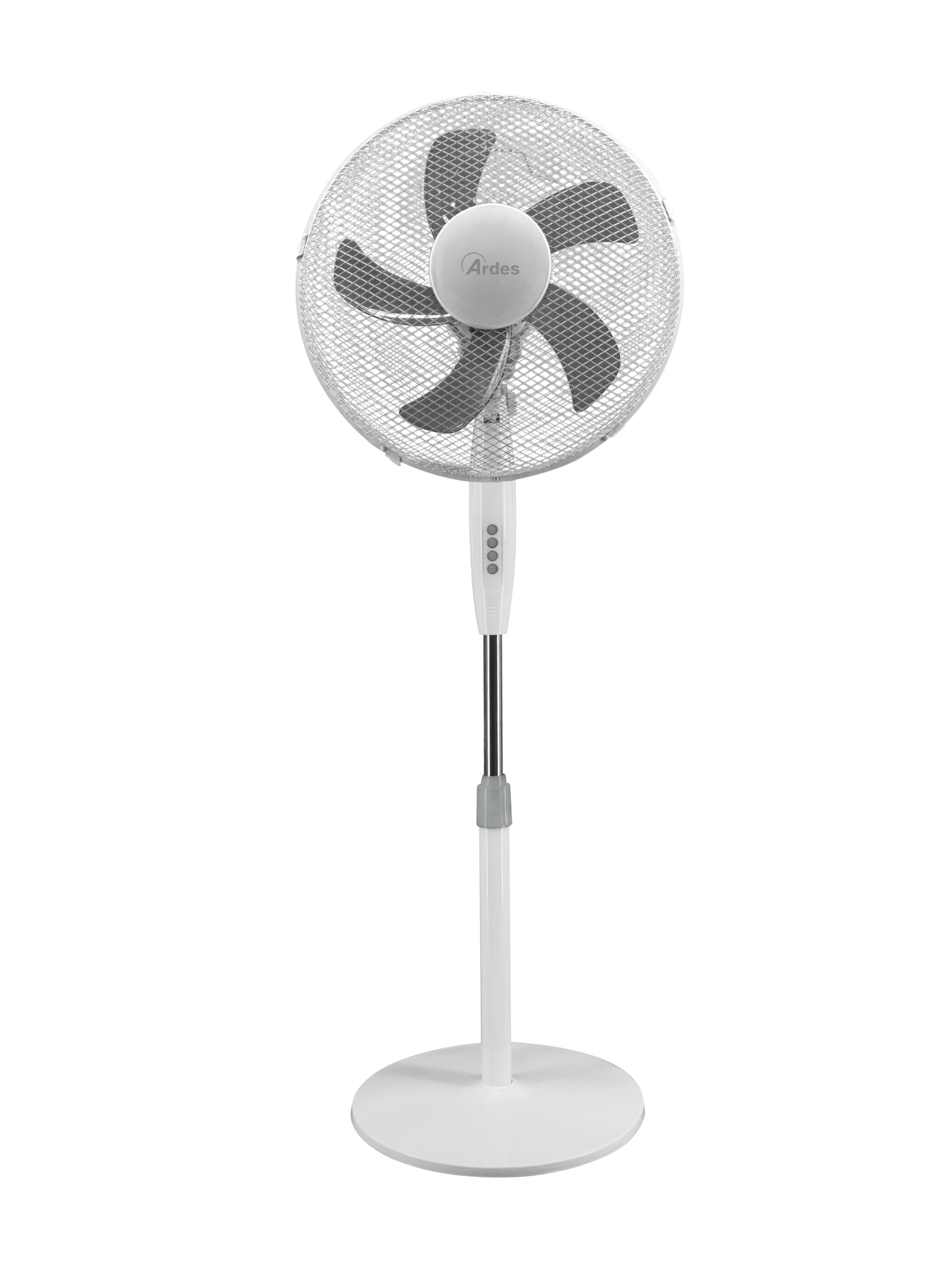 ARDES STEELO 40PBW AR5ST40PBW Ventilatore a piantana Ø40 cm 45 W con 3 velocità, altezza regolabile 100–120 cm e oscillazione automatica