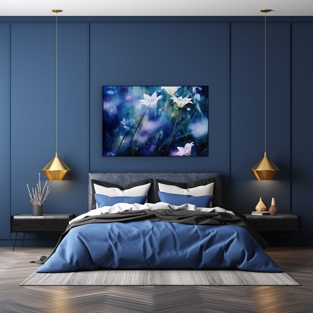 Canvas for Living room. Whispers of Serenity: Dreamy Blooms in a Pastel Haze, 27 x 18 inch Canvas Wall Art - Contemporary Masterpieces - Inspirational Office Decor