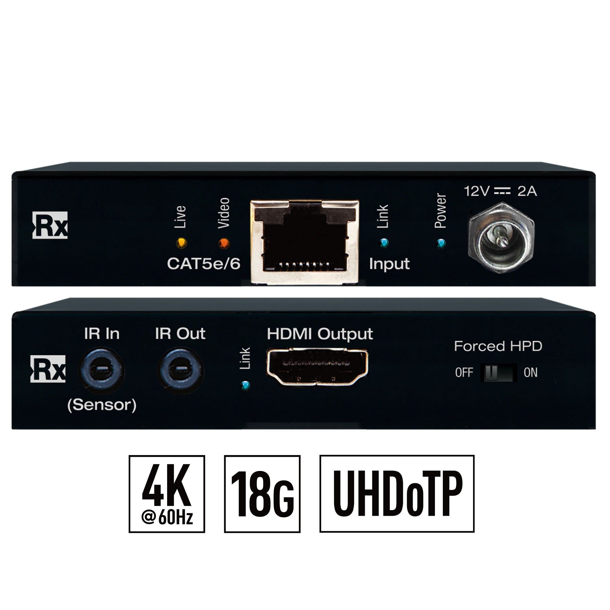 KD-EX18G - Kit de transmisor y receptor HDMI 4K HDR con conversión descendente de 4K a 1080p