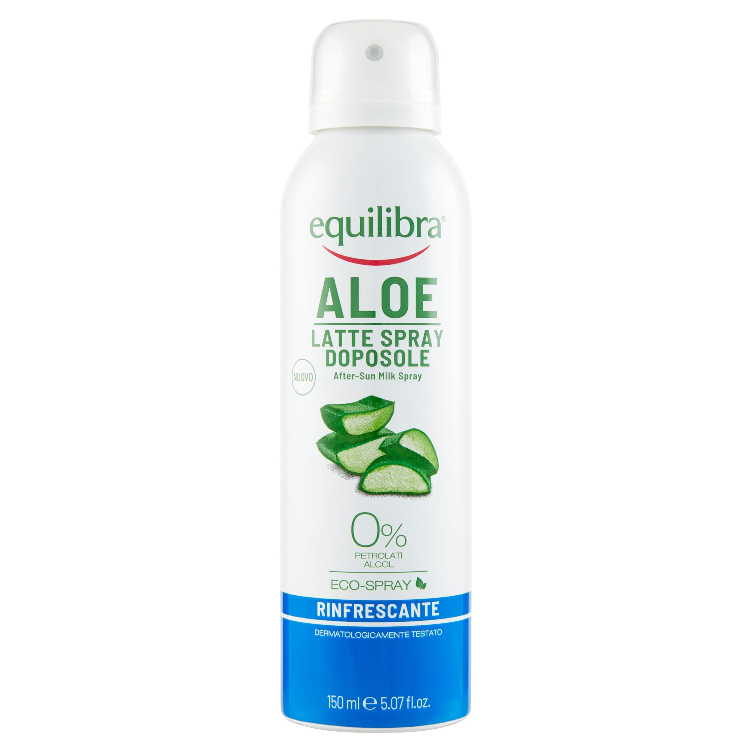 Equilibra Solari, Aloe Latte Spray Doposole, Latte Spray a Base di Aloe Vera, Olio di Cocco, Olio di Argan e Vitamina E, Bisabololo, con Azione Lenitiva, Rinfrescante, Idratante e Nutriente, 150 ml