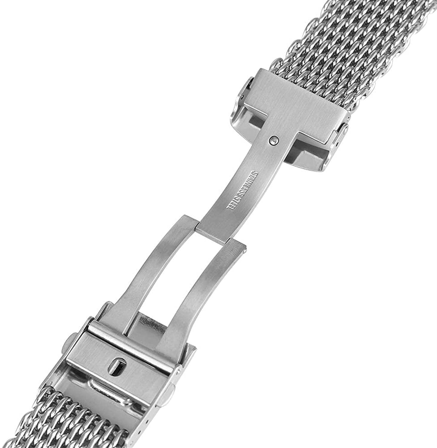 18/20/22mm Strap Mesh Bracelet en acier inoxydable Silver Strap Remplacement + 2 Spring Bars Bracelet