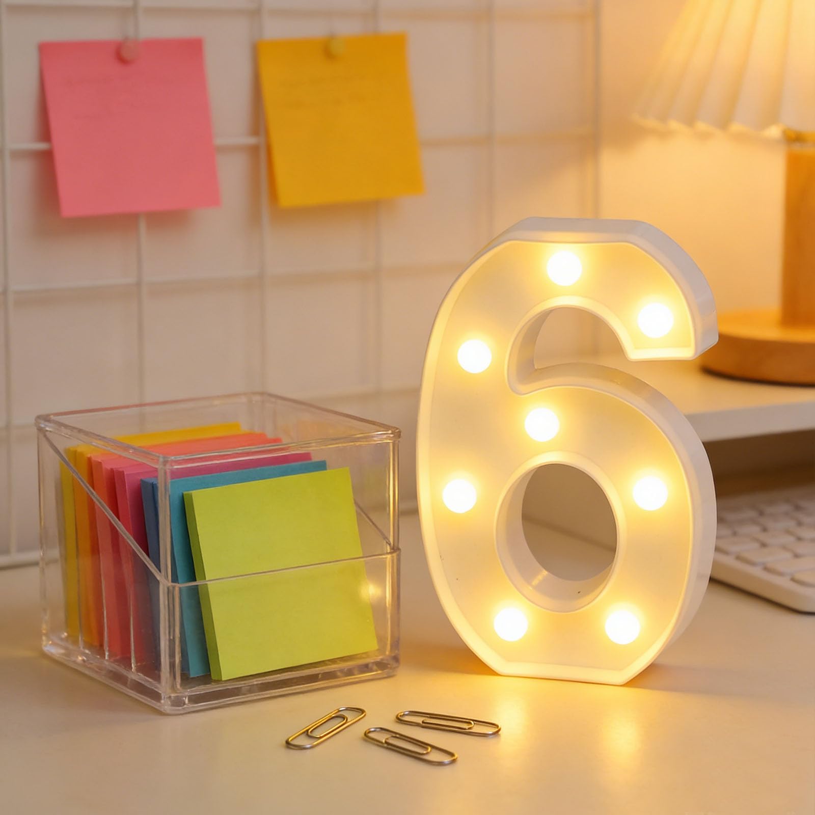 Marquee Letters,Led Letter Lights,26 Alphabet Battery Powered LED Light Up Name Sign, Decorative Lighted Standing Letters for Graduation Party Night Light Wedding Birthday Room Wall Decor (Number 6)
