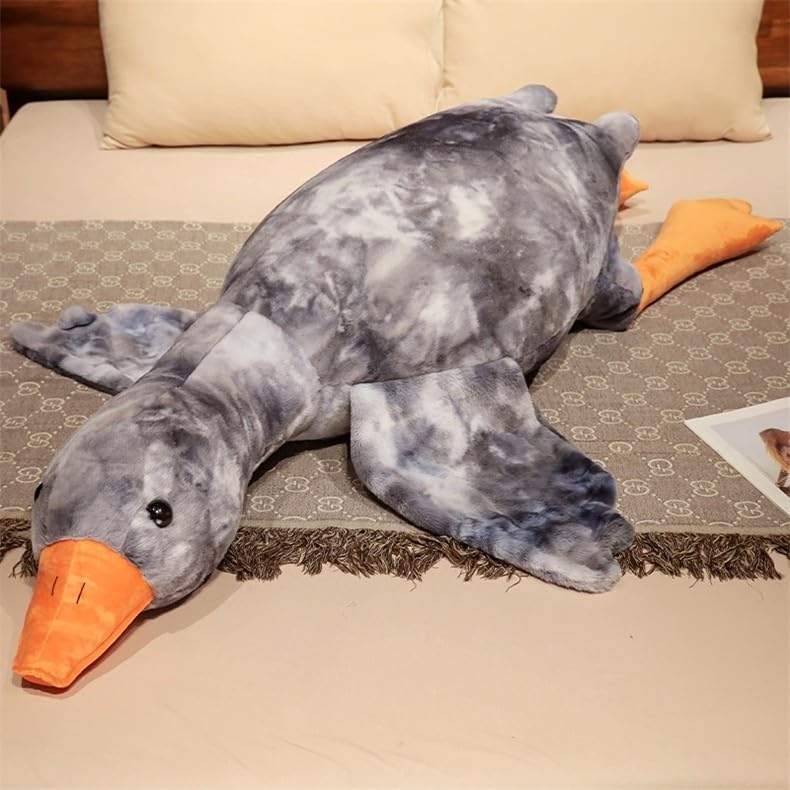 JORCEDI Giant Goose Plush Toy - Big Duck Stuffed Animal, Soft Oversized Pillow & Cuddly Sleeping Cushion for Kids, Girls, and Boys (Grey Goose,160CM)