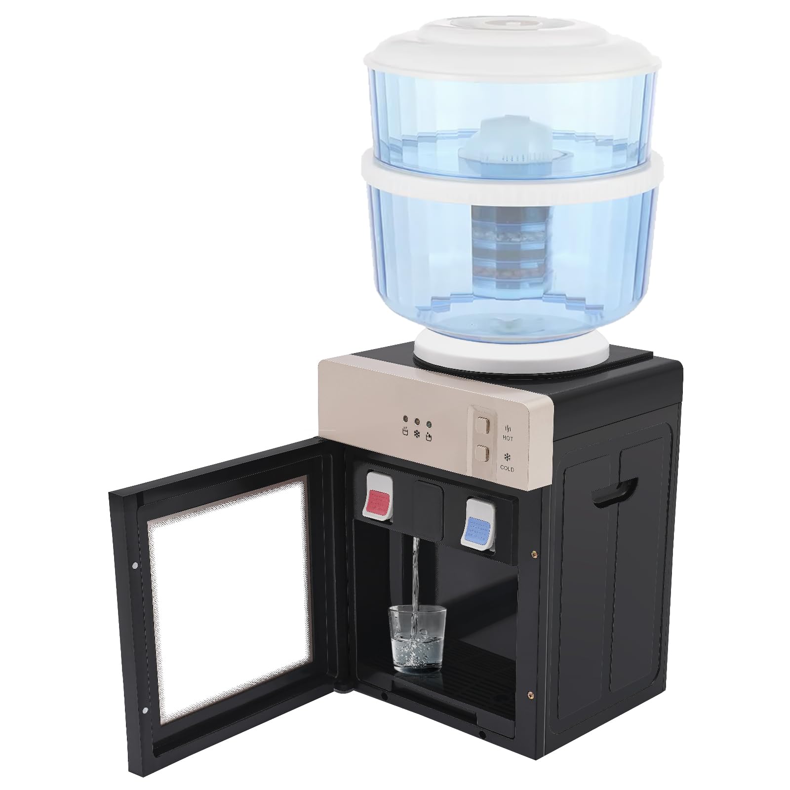 Top Loading Water Dispenser, Cold/Hot Countertop Water Cooler, 110V Electric Stand-Alone Top-Mounted Water Dispenser,Capacity 0.77-4.2 Gallon for Home Kitchen Offices Dorm
