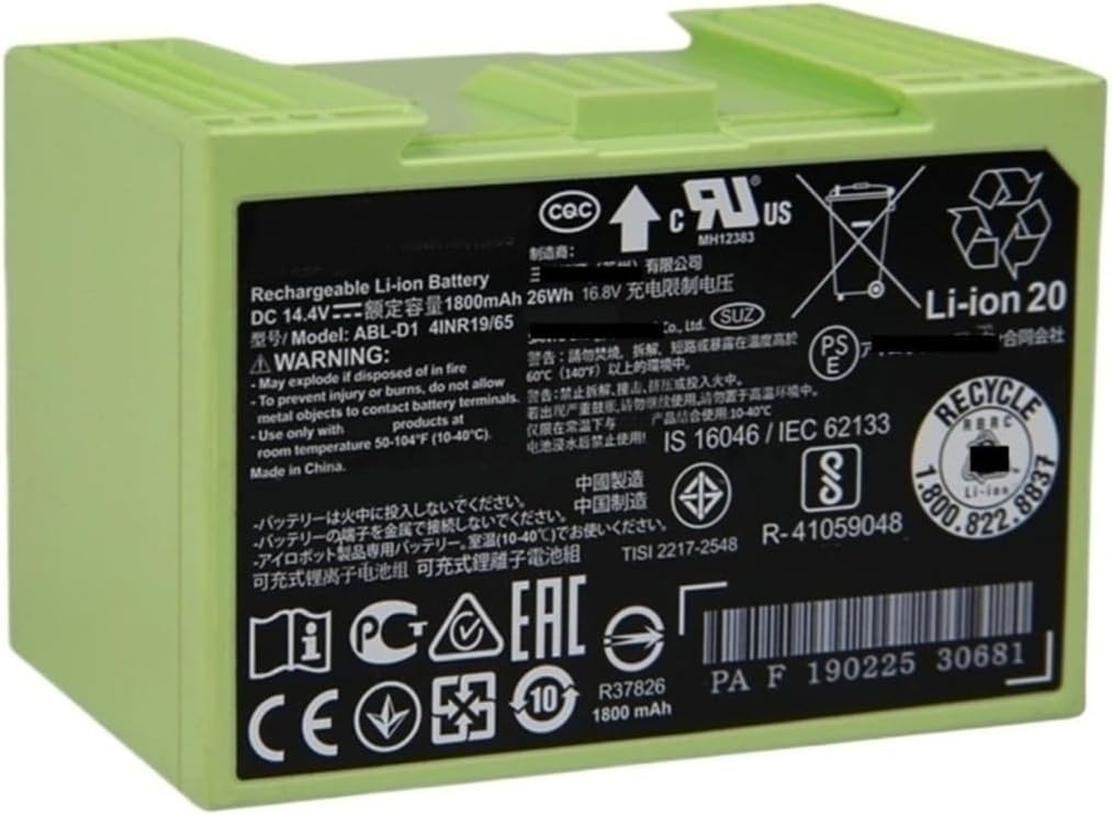 ABL-D1 Replacement Battery，Compatible For iRobot Roomba i1 Robot Vacuum，1800mAh Li-ion Battery