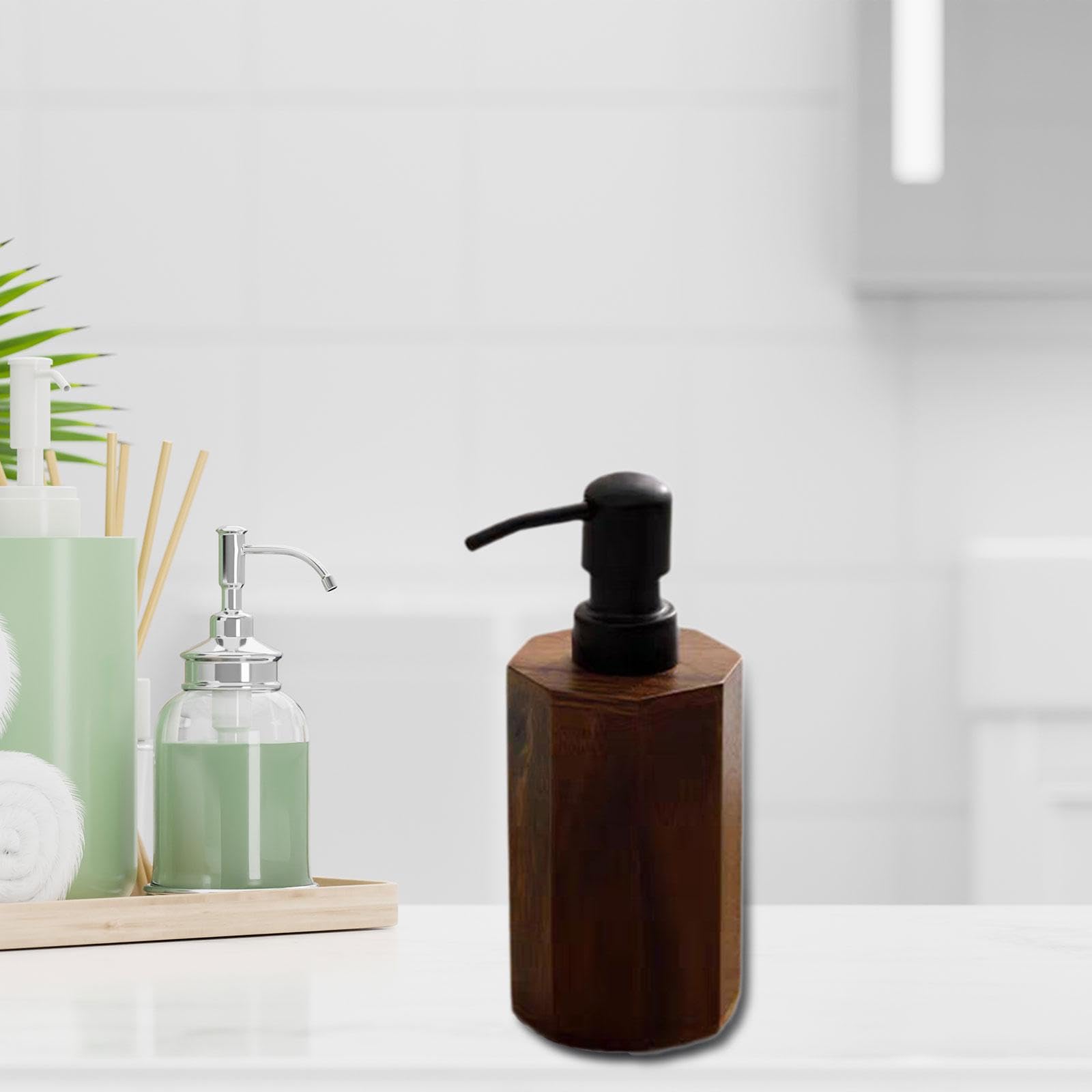 Qianly Dispensador de Jabón, Dispensador de Loción, Vacío, Práctico, Moderno, Fácil de Usar, Botella de Jabón Líquido con Bomba para Baño, Apartamento, Hotel, Pequeño