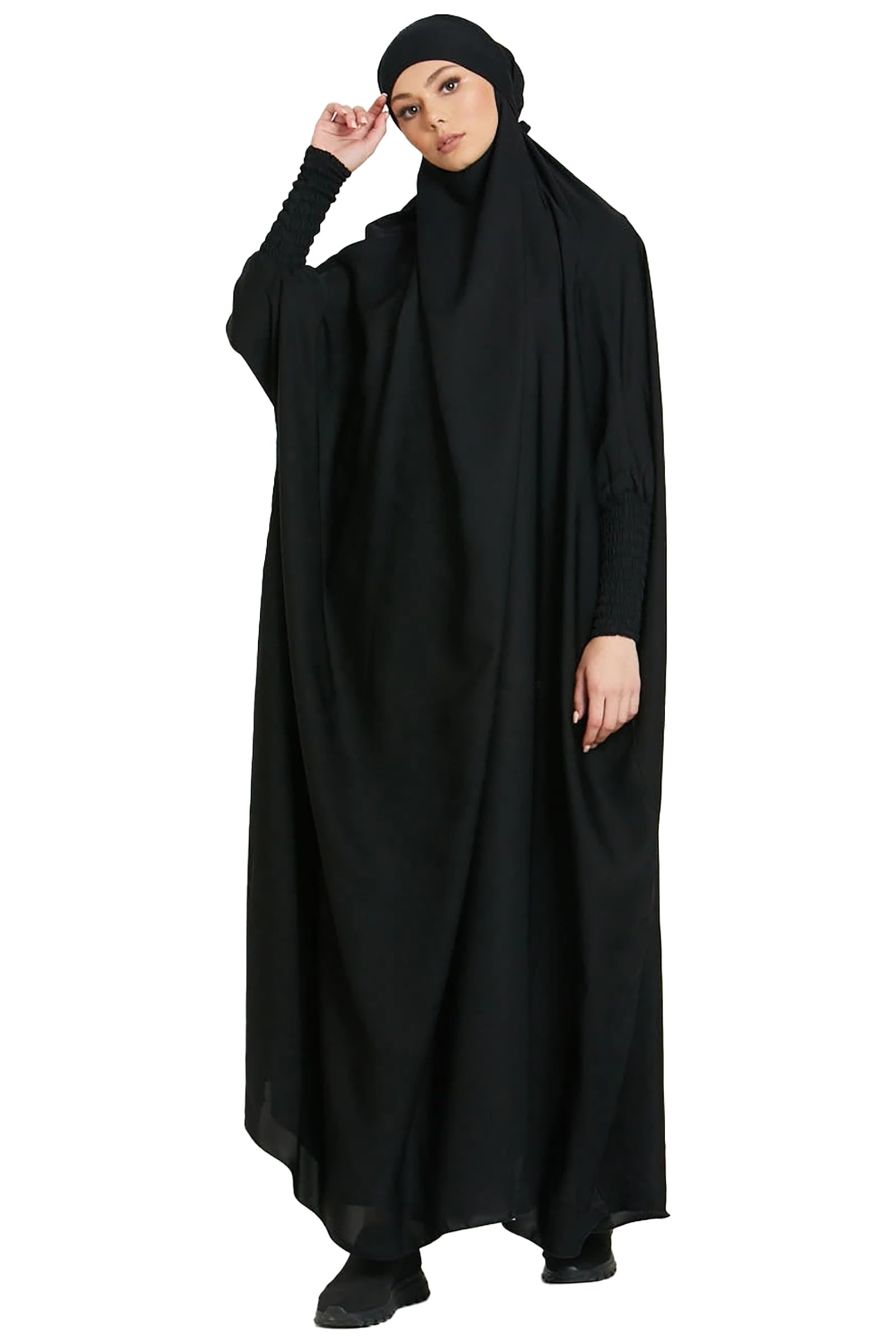 Women One-Piece Muslim Abaya Dubai Islam Hijab Robe Solid Lady Prayer Hoodied African Dress