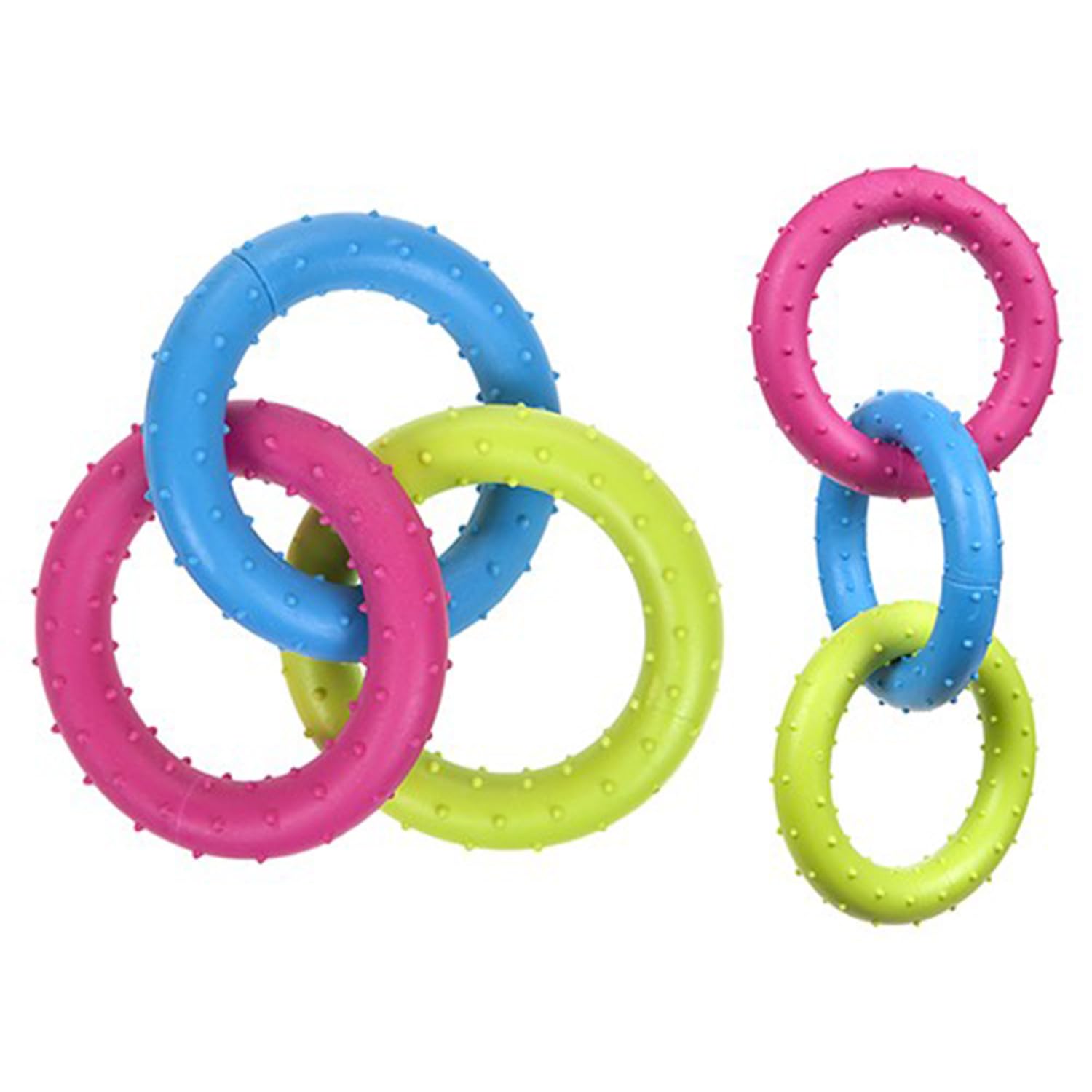 Pms Assorted Colors Multicolor Crufts Triple Ring Tpr Dog Chew Toy - 1 Pack, Durable & Entertaining Interactive Play – Ideal For Chewing, Tugging & Fetching